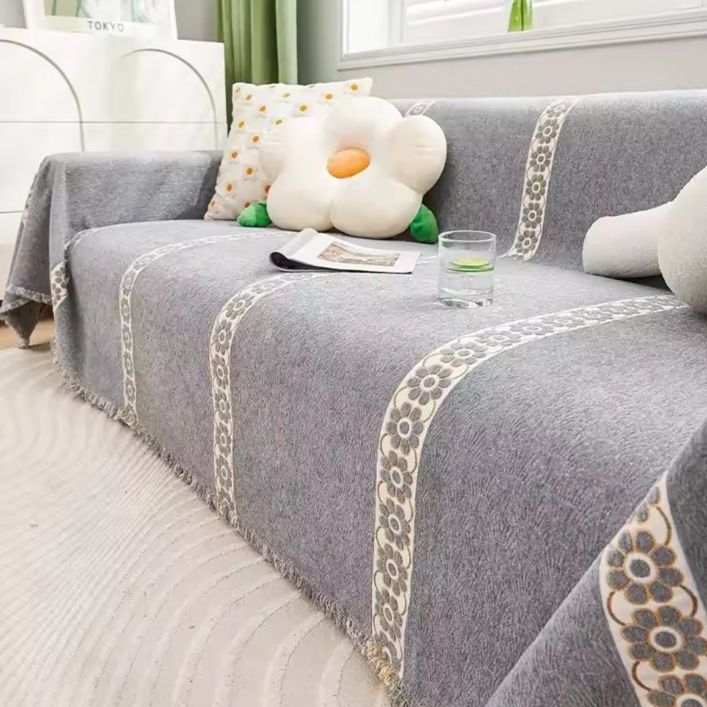 Sofa Cover Chenille Leaf Pattern Non-Slip & Machine Washable