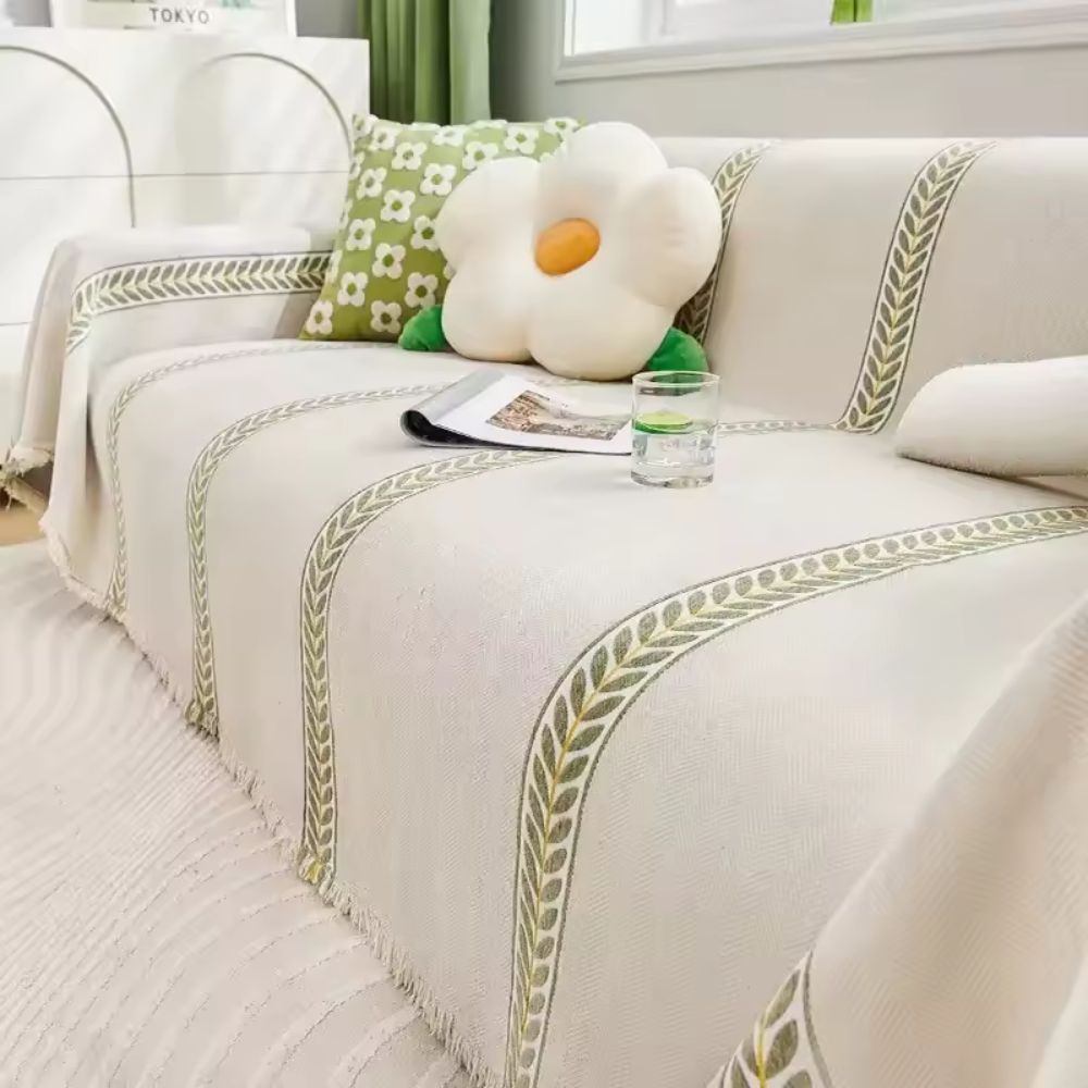 Sofa Cover Chenille Leaf Pattern Non-Slip & Machine Washable