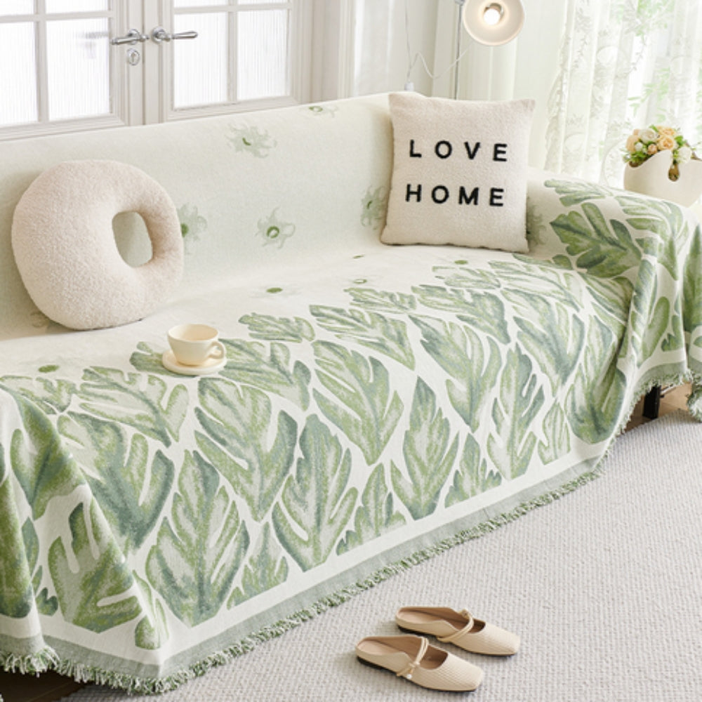 Sofa Cover Chenille Leaf Pattern Non-Slip Machine Washable