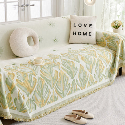 Sofa Cover Chenille Leaf Pattern Non-Slip Machine Washable
