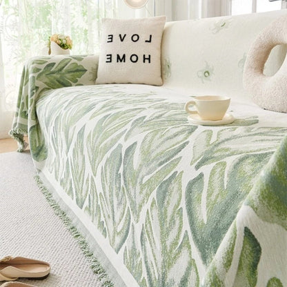 Sofa Cover Chenille Leaf Pattern Non-Slip Machine Washable