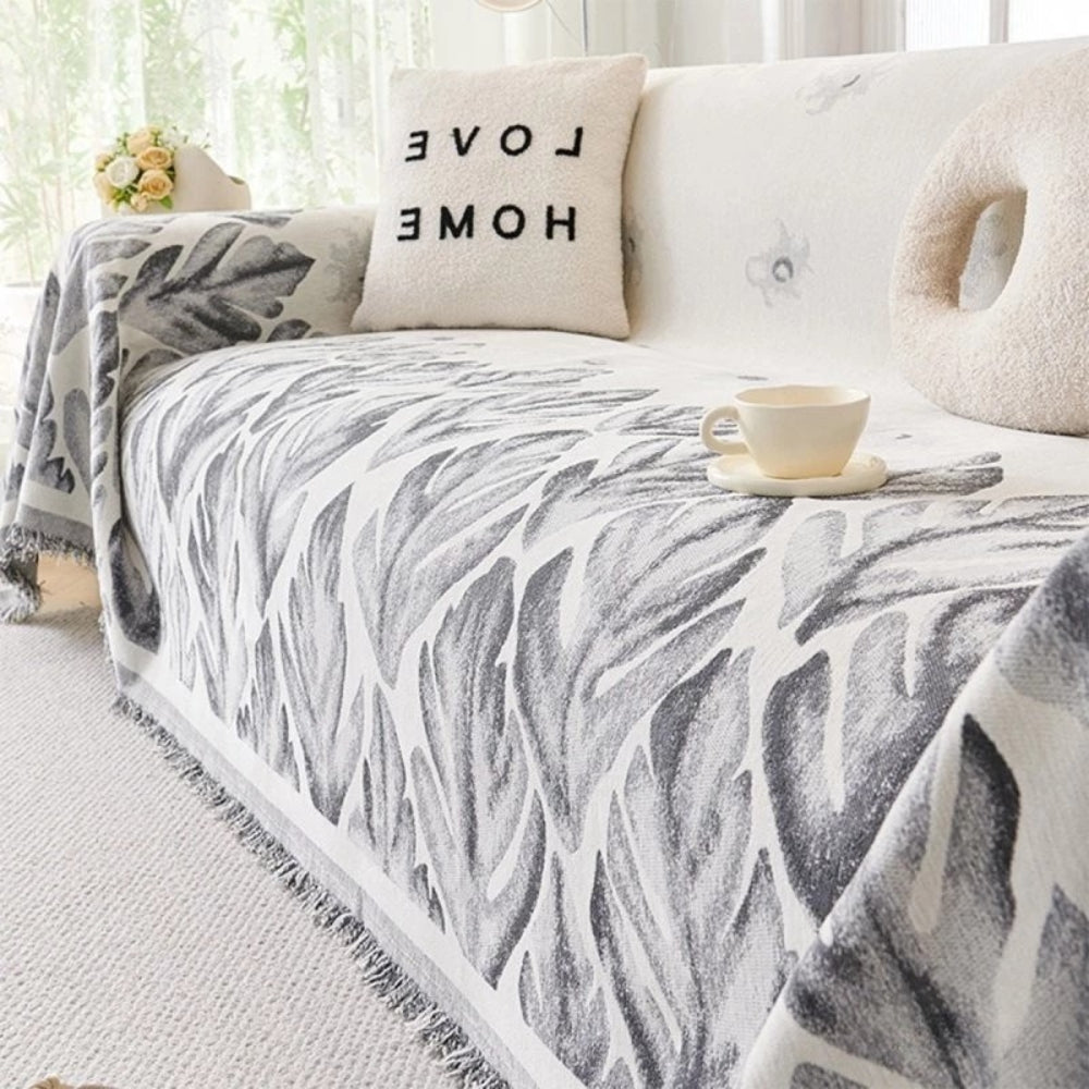 Sofa Cover Chenille Leaf Pattern Non-Slip Machine Washable