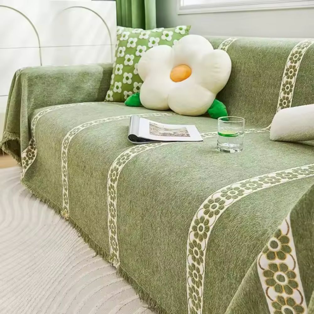 Sofa Cover Chenille Leaf Pattern Non-Slip & Machine Washable
