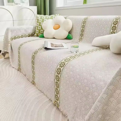 Sofa Cover Chenille Leaf Pattern Non-Slip & Machine Washable
