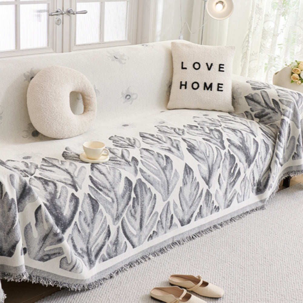 Sofa Cover Chenille Leaf Pattern Non-Slip Machine Washable