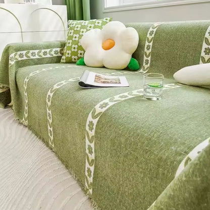 Sofa Cover Chenille Leaf Pattern Non-Slip & Machine Washable
