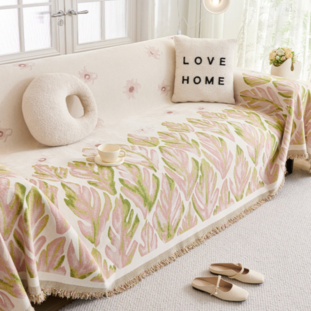 Sofa Cover Chenille Leaf Pattern Non-Slip Machine Washable