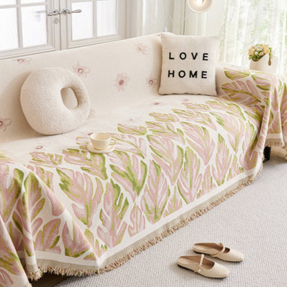 Sofa Cover Chenille Leaf Pattern Non-Slip Machine Washable