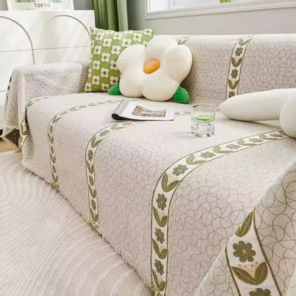 Sofa Cover Chenille Leaf Pattern Non-Slip & Machine Washable