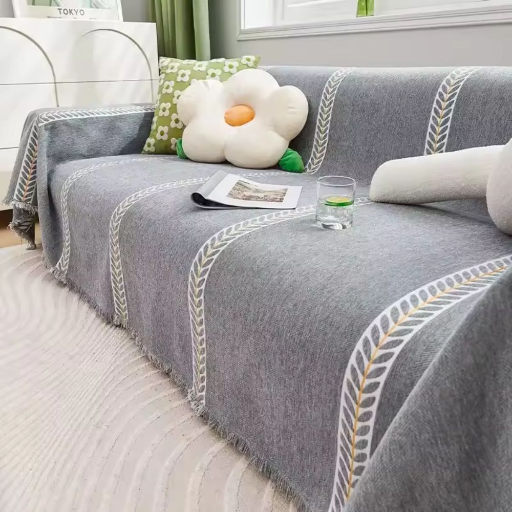 Sofa Cover Chenille Leaf Pattern Non-Slip & Machine Washable
