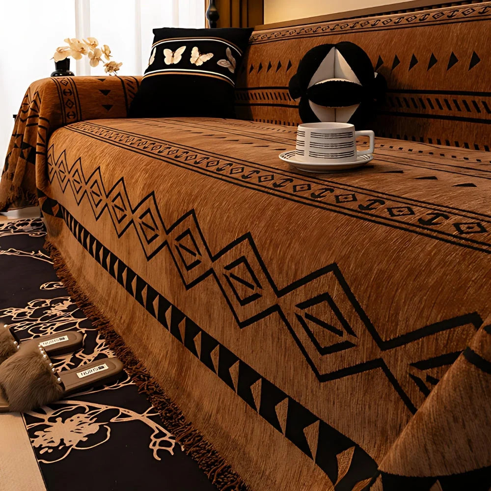 Sofa Cover Chenille Microfiber Blend Tribal Pattern Machine Washable
