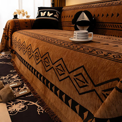 Sofa Cover Chenille Microfiber Blend Tribal Pattern Machine Washable