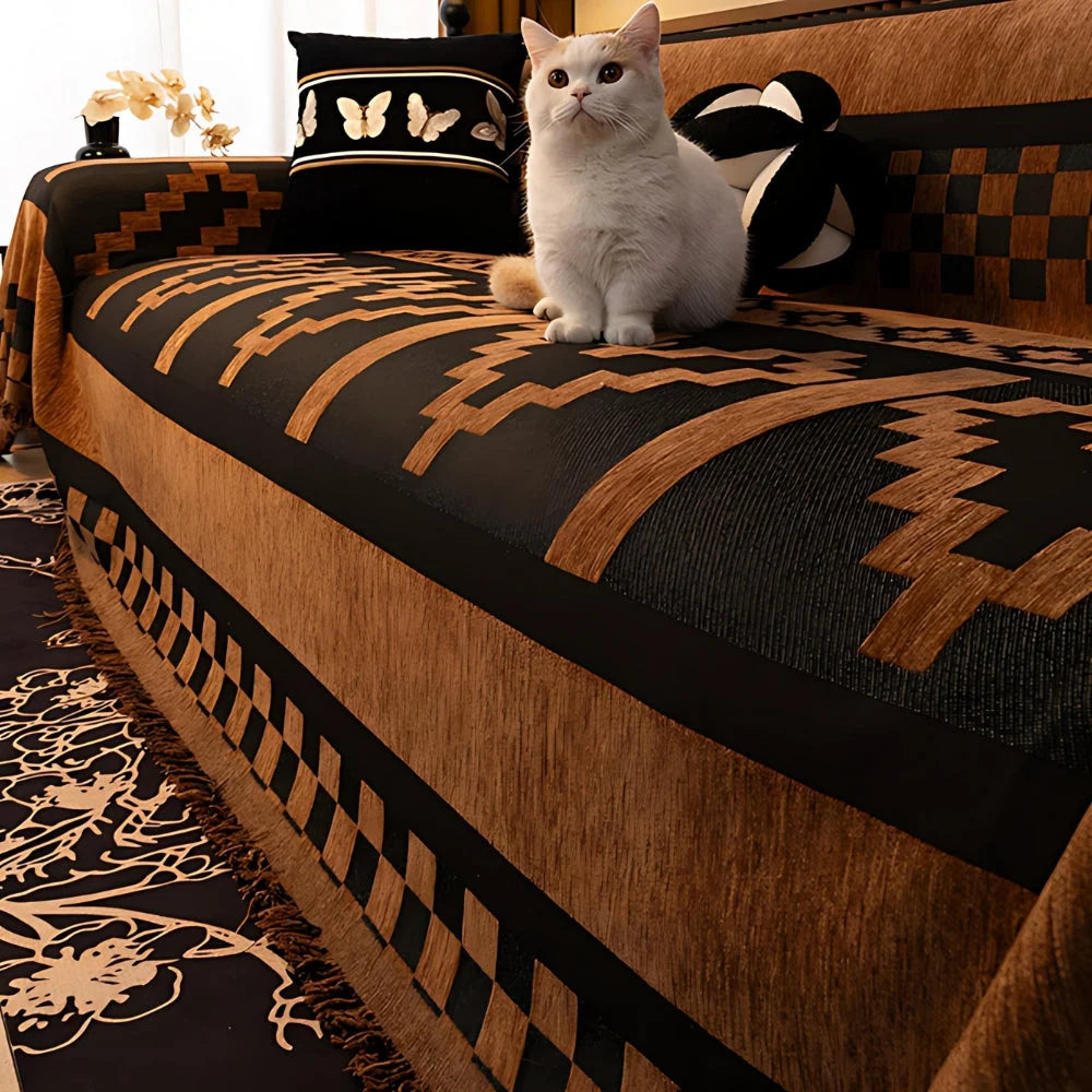 Sofa Cover Chenille Microfiber Blend Tribal Pattern Machine Washable