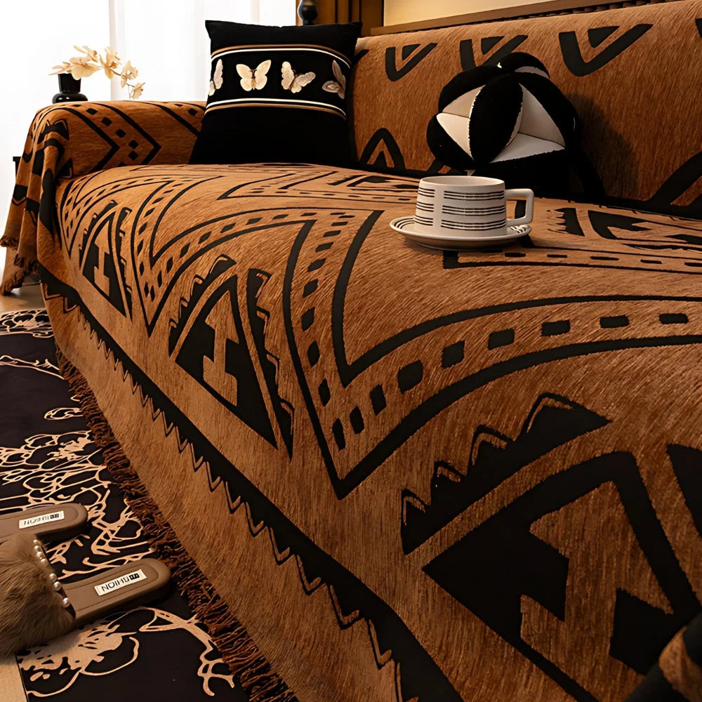 Sofa Cover Chenille Microfiber Blend Tribal Pattern Machine Washable