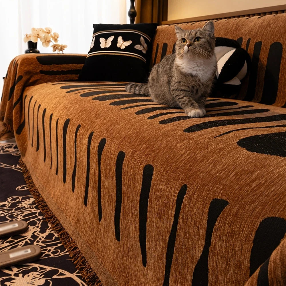 Sofa Cover Chenille Microfiber Blend Tribal Pattern Machine Washable