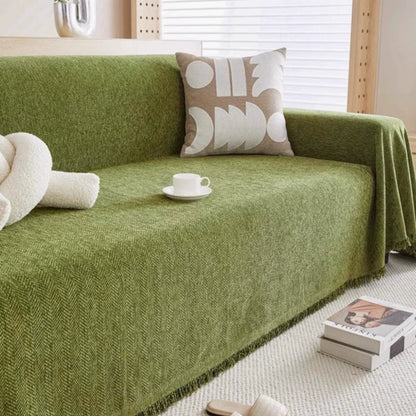 Sofa Cover Chenille Texture & Tassel Trim Water-Resistant Machine Washable