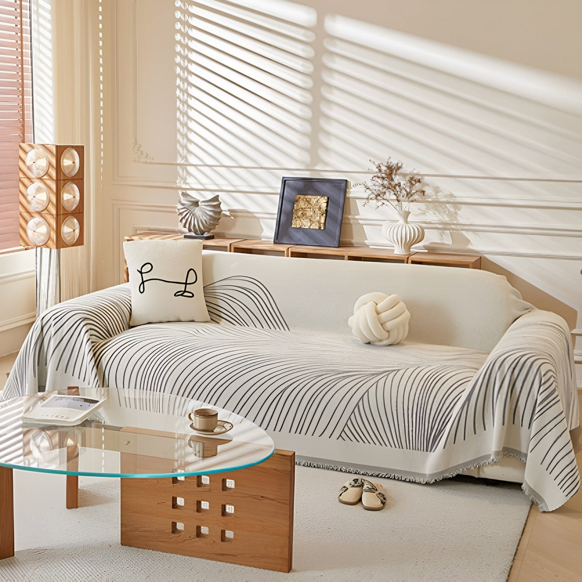 Sofa Cover Chenille Wave Pattern Machine Washable