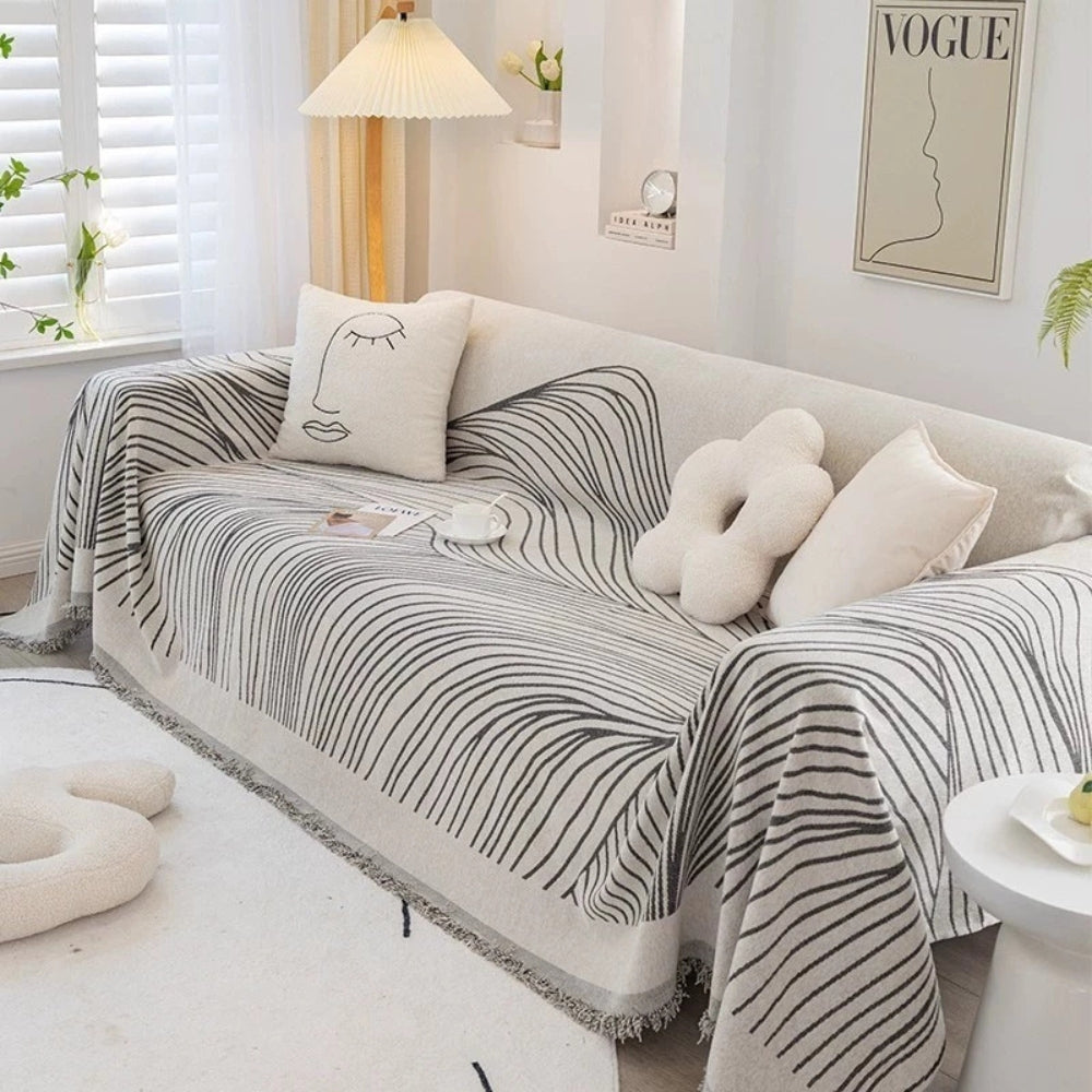Sofa Cover Chenille Wave Pattern Machine Washable