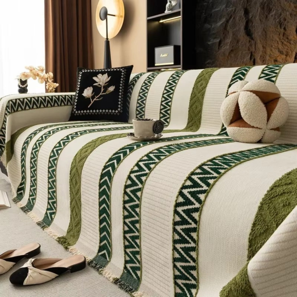 Sofa Cover Chevron Chenille Machine Washable & Anti-Slip