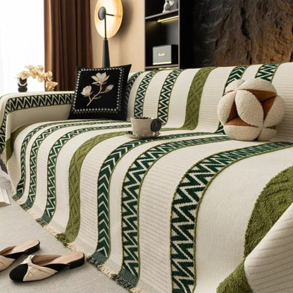 Sofa Cover Chevron Chenille Machine Washable & Anti-Slip