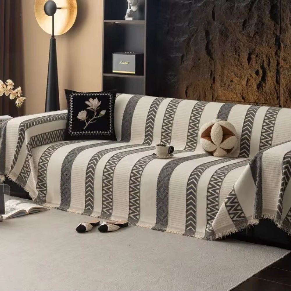 Sofa Cover Chevron Chenille Machine Washable & Anti-Slip