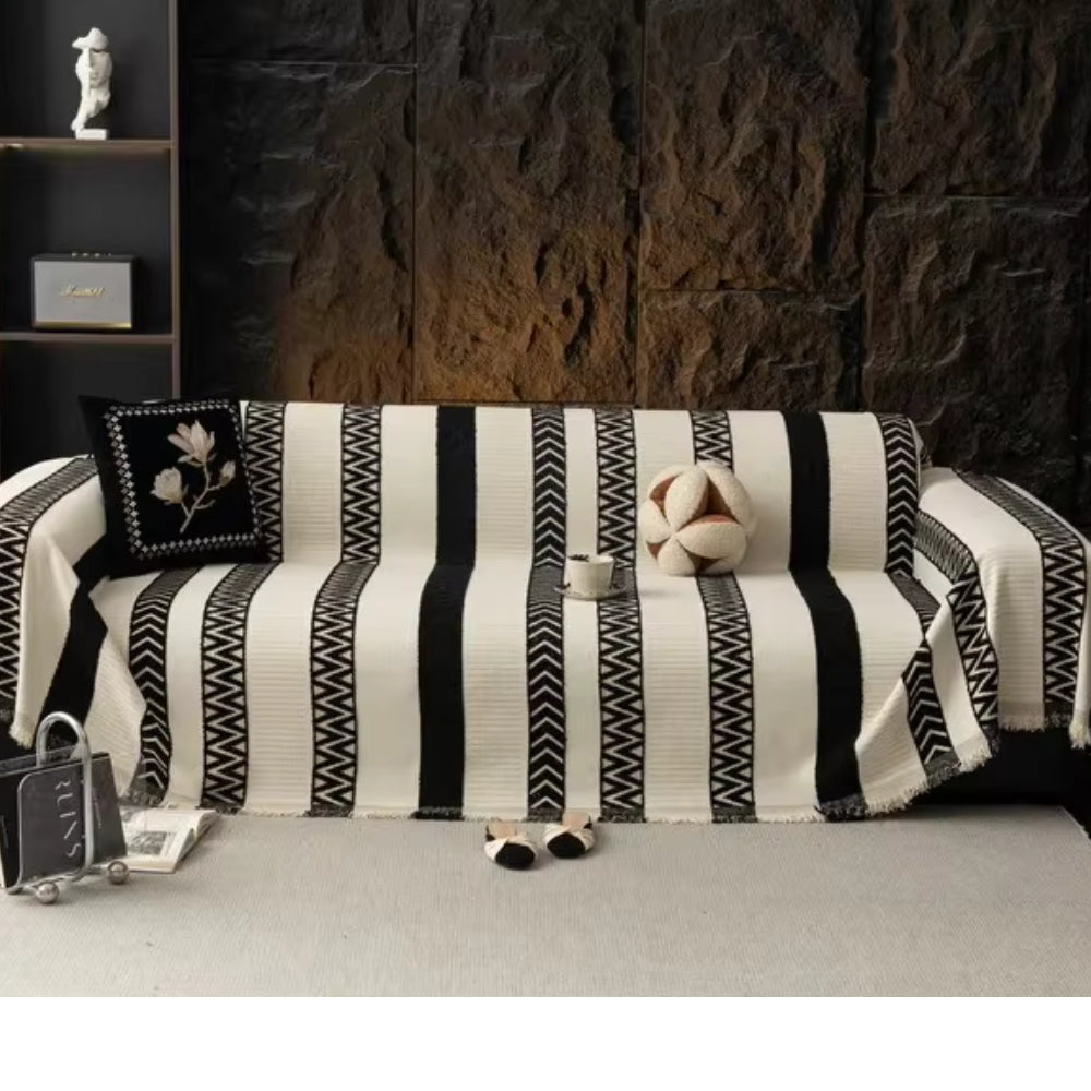 Sofa Cover Chevron Chenille Machine Washable & Anti-Slip