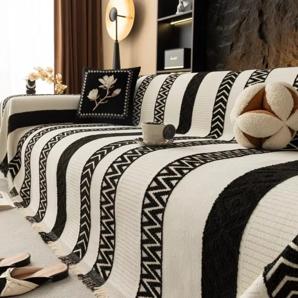 Sofa Cover Chevron Chenille Machine Washable & Anti-Slip