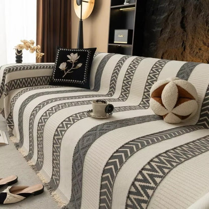 Sofa Cover Chevron Chenille Machine Washable & Anti-Slip