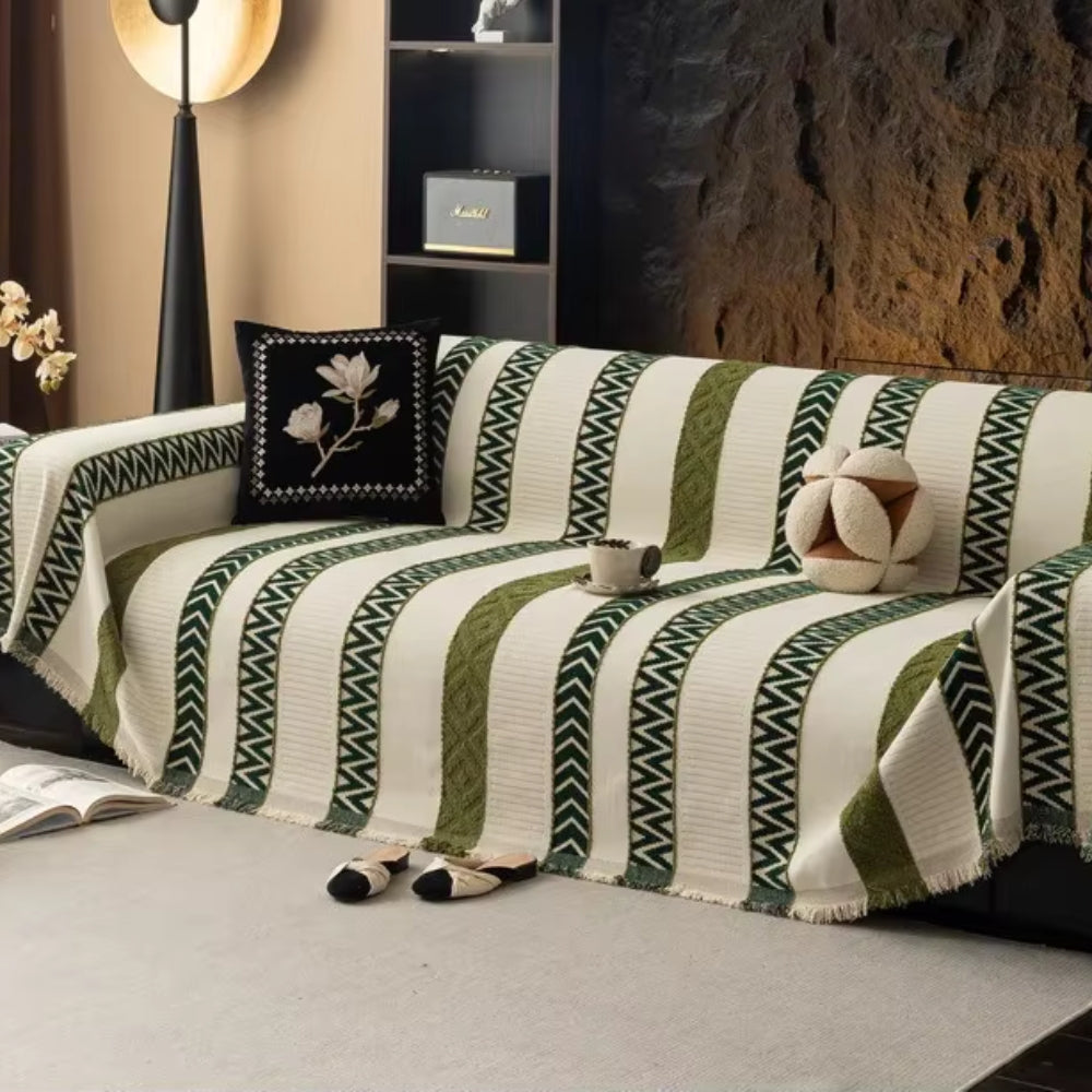 Sofa Cover Chevron Chenille Machine Washable & Anti-Slip