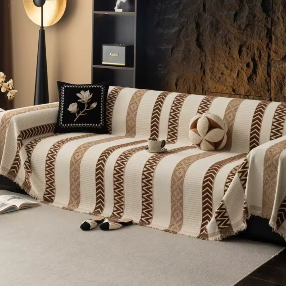 Sofa Cover Chevron Chenille Machine Washable & Anti-Slip