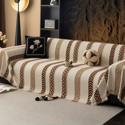Sofa Cover Chevron Chenille Machine Washable & Anti-Slip