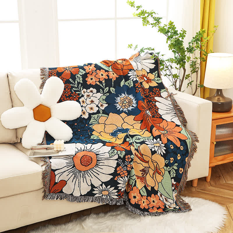 Sofa Cover Floral Tassel Pure Cotton & Machine Washable