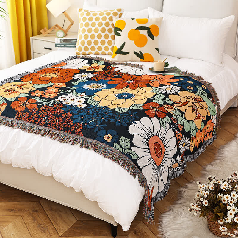 Sofa Cover Floral Tassel Pure Cotton & Machine Washable
