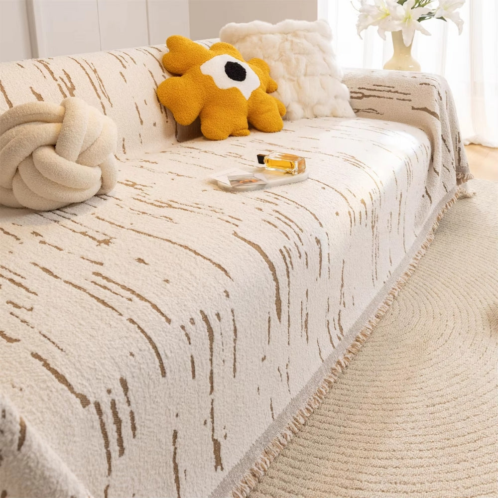 Sofa Cover Heavyweight Microfiber Jacquard Tassel Trim