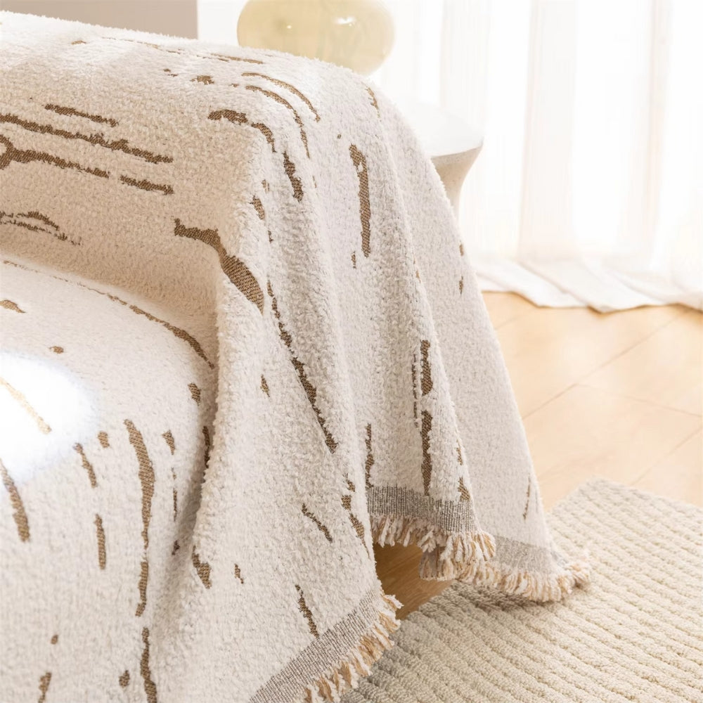 Sofa Cover Heavyweight Microfiber Jacquard Tassel Trim