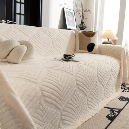 Sofa Cover Herringbone Fleece Cotton Blend Machine Washable