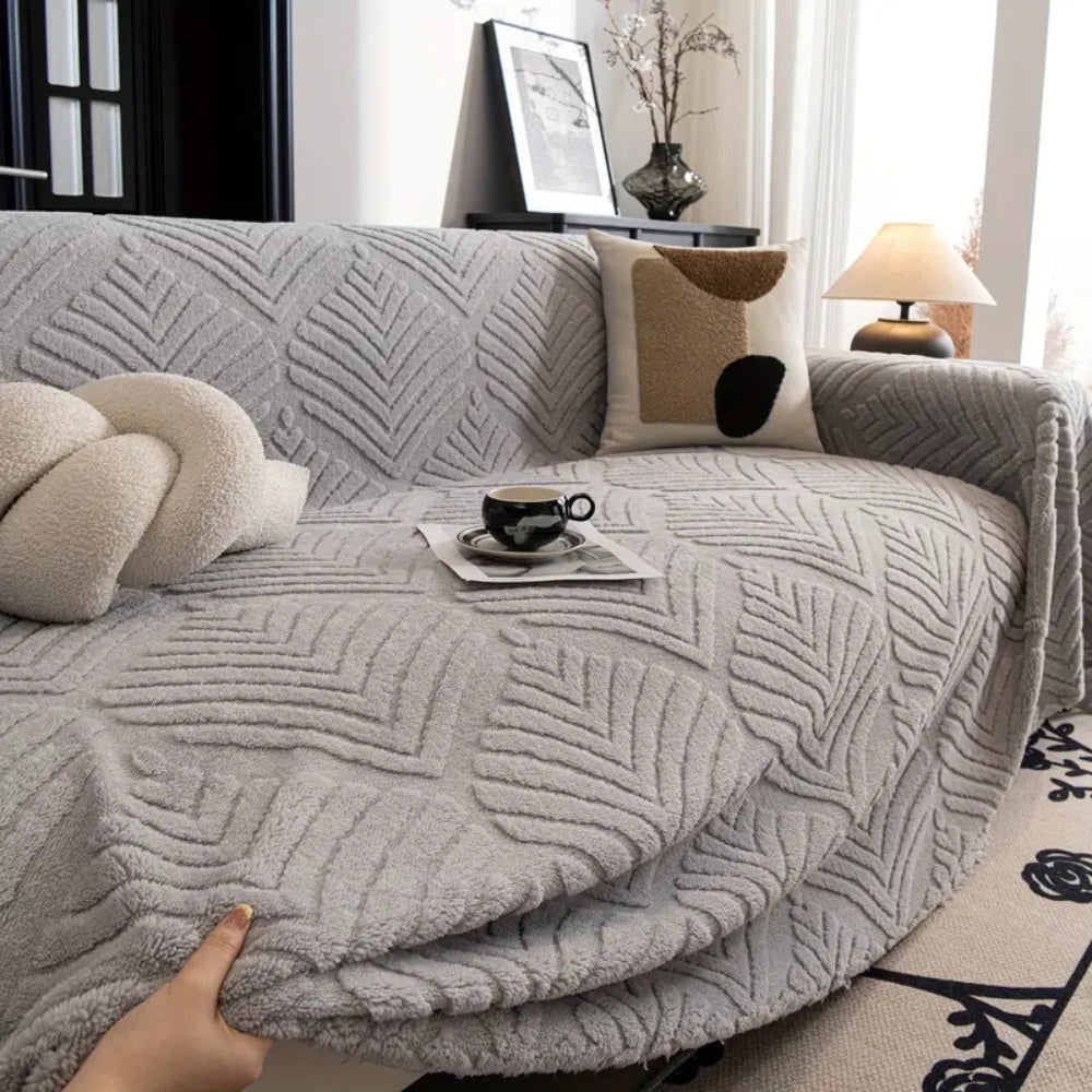 Sofa Cover Herringbone Fleece Cotton Blend Machine Washable