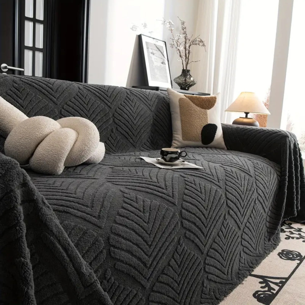 Sofa Cover Herringbone Fleece Cotton Blend Machine Washable