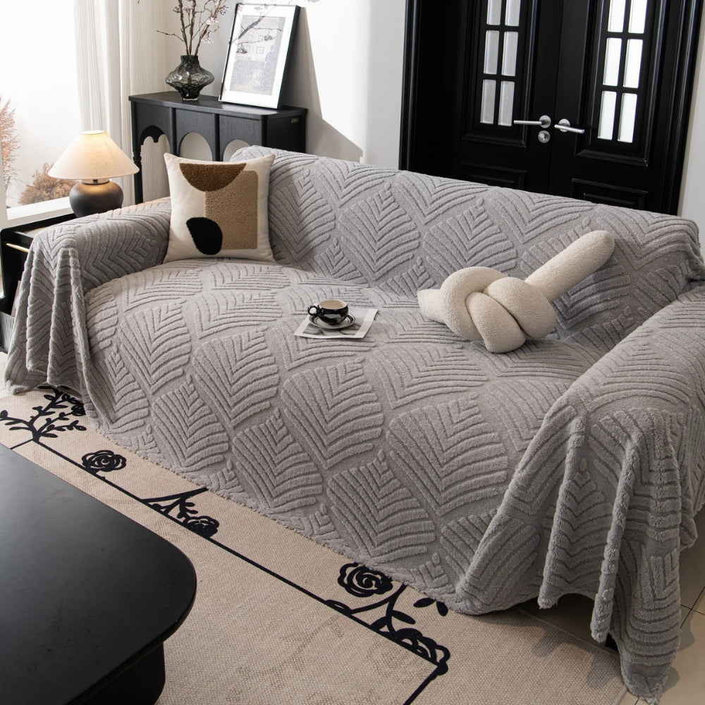 Sofa Cover Herringbone Fleece Cotton Blend Machine Washable