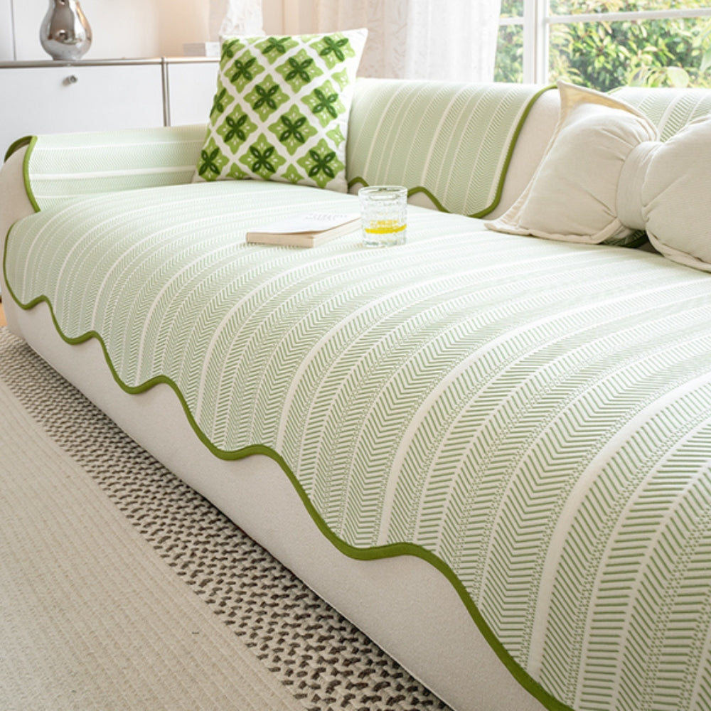 Sofa Cover Herringbone Microfiber Non-Slip