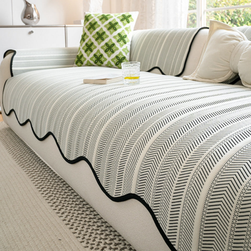 Sofa Cover Herringbone Microfiber Non-Slip