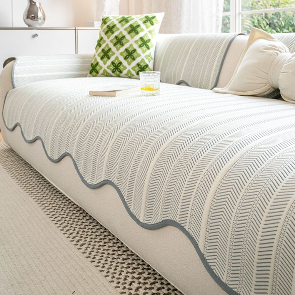 Sofa Cover Herringbone Microfiber Non-Slip
