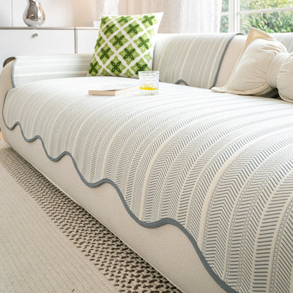 Sofa Cover Herringbone Microfiber Non-Slip