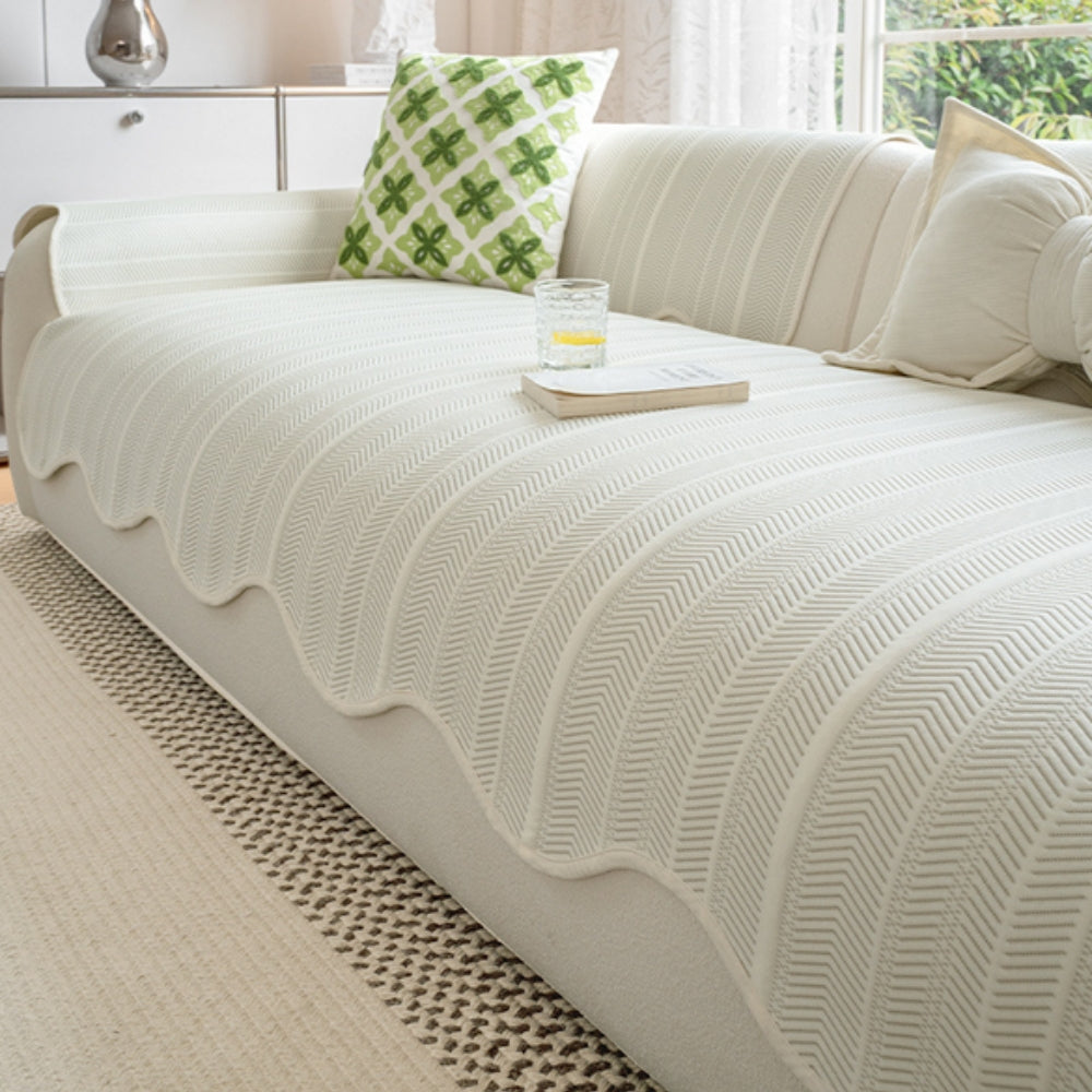 Sofa Cover Herringbone Microfiber Non-Slip