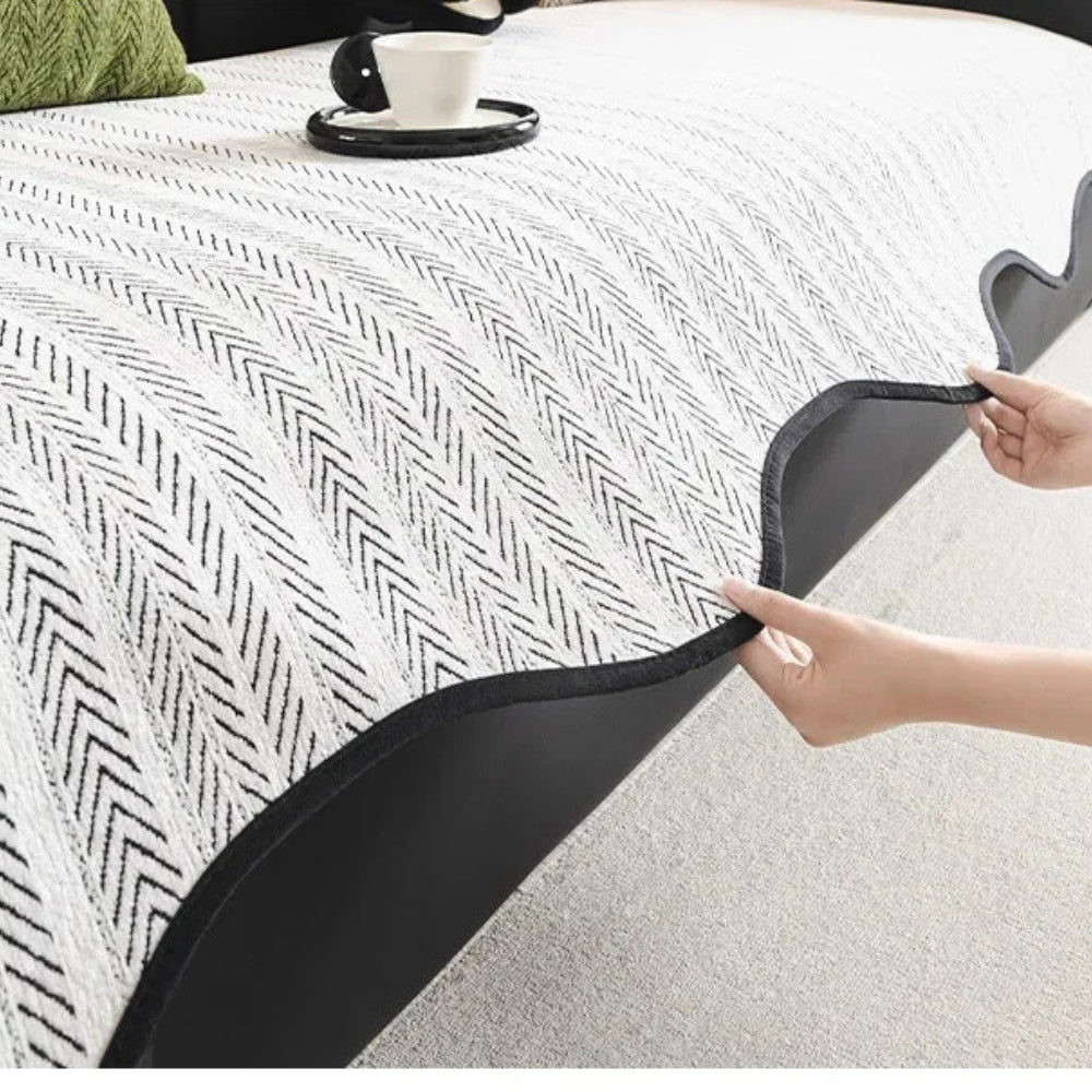 Sofa Cover Herringbone Microfiber Non-Slip
