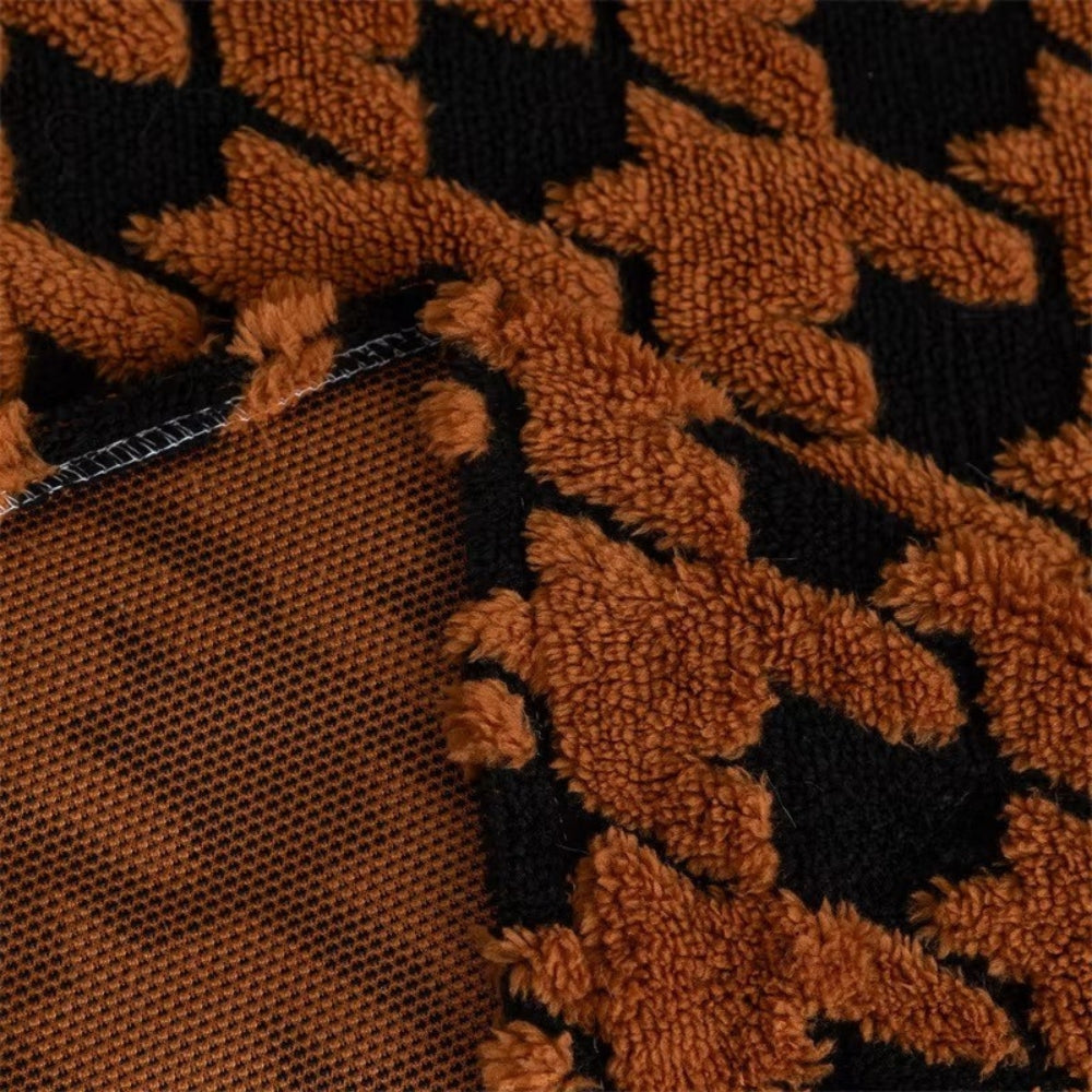 Sofa Cover Houndstooth Plush Microfiber Non-Slip Backing & Machine Washable