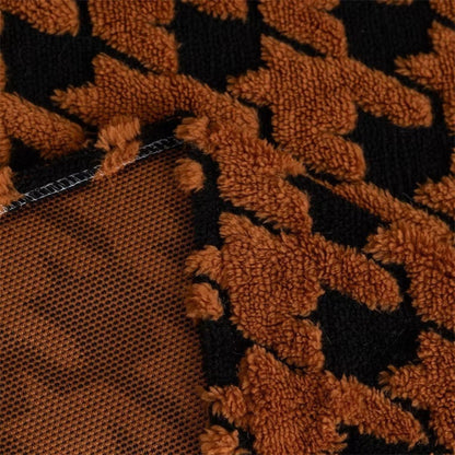 Sofa Cover Houndstooth Plush Microfiber Non-Slip Backing & Machine Washable