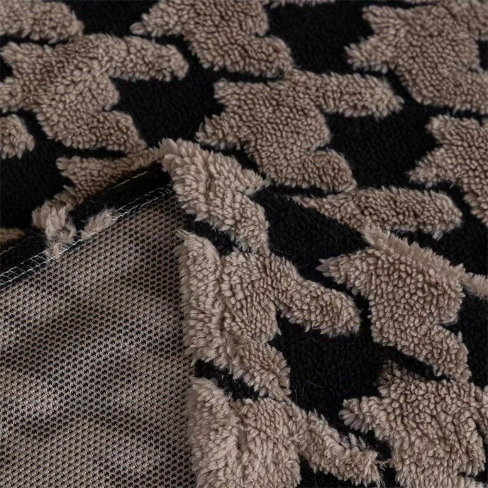 Sofa Cover Houndstooth Plush Microfiber Non-Slip Backing & Machine Washable