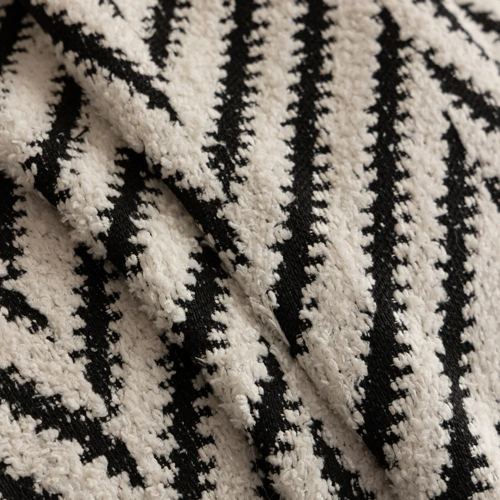 Sofa Cover Jacquard Knit Microfiber Blend & Tassel Fringe