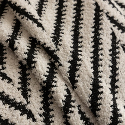 Sofa Cover Jacquard Knit Microfiber Blend & Tassel Fringe